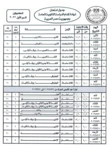 وزير التربية والتعليم يعتمد جداول امتحانات الدور الأول للثانوية العامة للعام الدراسي