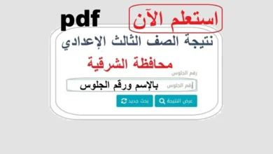 نتيجة الشهادة الإعدادية محافظة الشرقية 2026 .